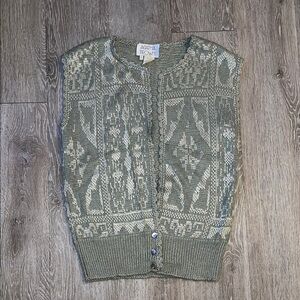 Agatha brown size small Green Patterned Women's Sweater Vest mohair blend